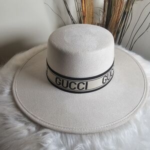 Flat Top Wide Brim Hat with band.